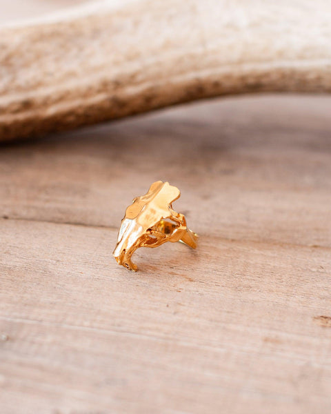 14k Gold Coypu Skull Ring with Black Diamonds - Crossbow