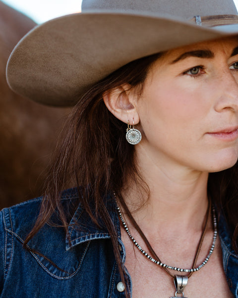 STERLING SUNFLOWER SINGLE DROP EARRING