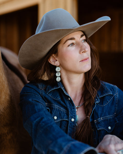LONG STERLING SUNFLOWER EARRING