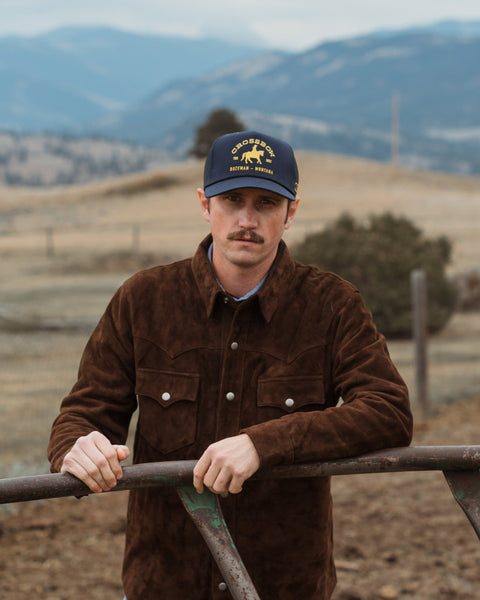 Crossbow Bozeman Trucker Hat, The Horse - NAVY / HORSE