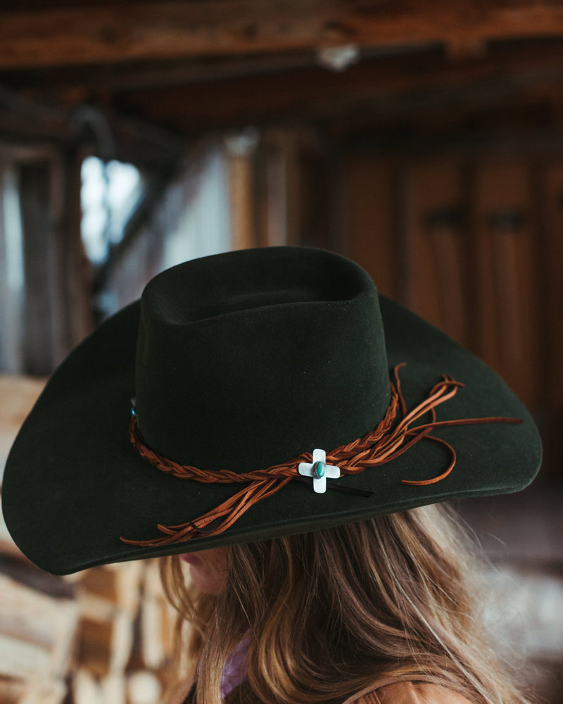 BRAIDED CROSS HAT BAND & NECKLACE
