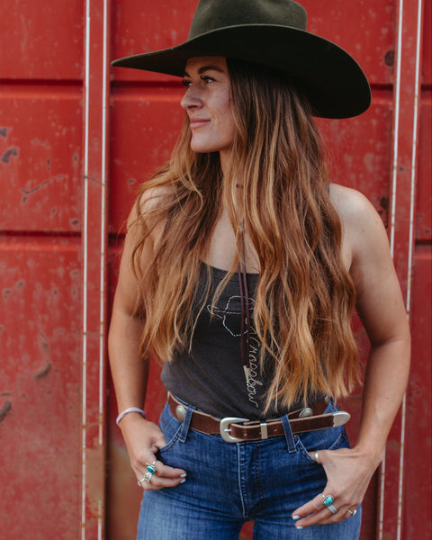 TAPERED CONCHO BELT - Sahara