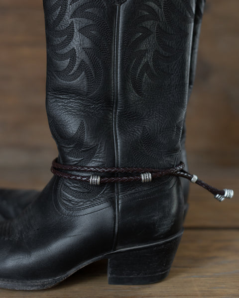 BEADED BOLO BOOT & HAT BAND - Dark Brown