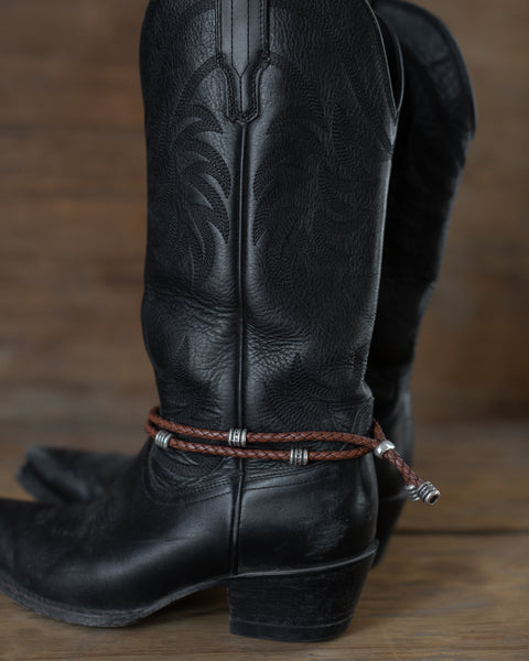 BEADED BOLO BOOT & HAT BAND - Saddle Tan