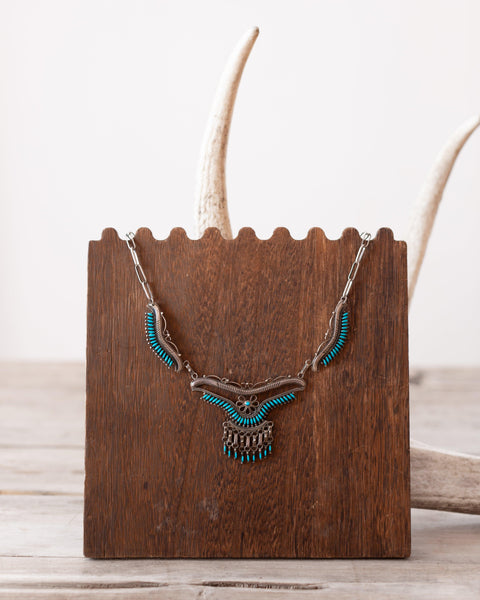 75-Stone Zuni Needle Point Turquoise Necklace - Crossbow