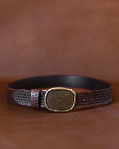 BASKETWEAVE BELT - Dark Brown