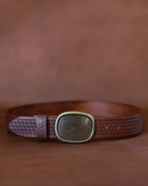 BASKETWEAVE BELT - Light Brown