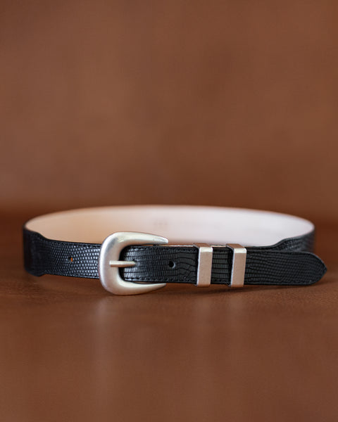 TAPERED EXOTIC BELT - Black Lizard
