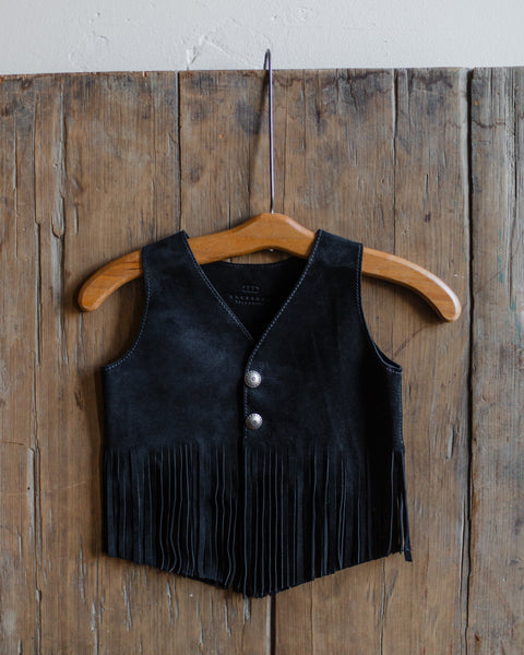 Handmade Leather Kids Suede Fringed Western Vest