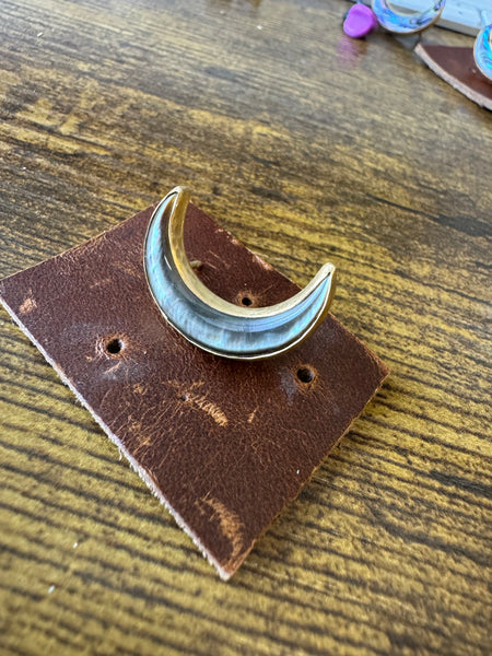 Crescent Moon Bezel Hat Pin