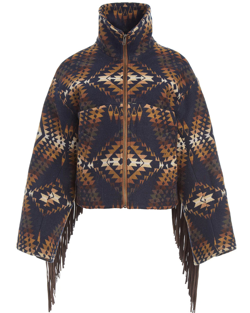 Lindsey Thornburg Mission Trails Cropped Fringe Archer Wool Womens Fringed Jacket