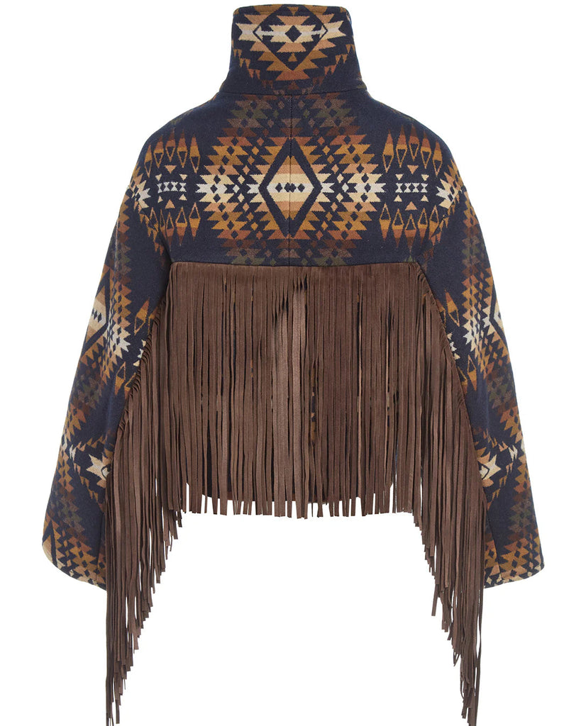 Lindsey Thornburg Mission Trails Cropped Fringe Archer Wool Womens Fringed Lined Jacket