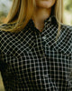MILTON MENASCO WOMENS COLT WESTERN BLACK CHECK SHIRT – LINEN COTTON GINGHAM BUTTON-UP