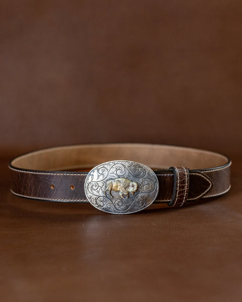 WESTERN ROUND BUCKLE BELT - Buffalo