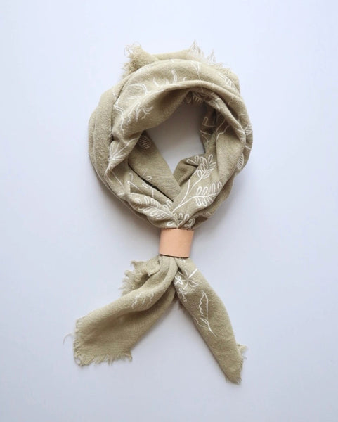 Botanical Print Naturally Dyed Bandana - Sage Grey