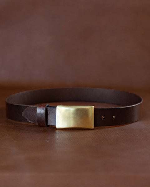 SOLID BRASS SHIELD BELT - Chocolate Gaucho