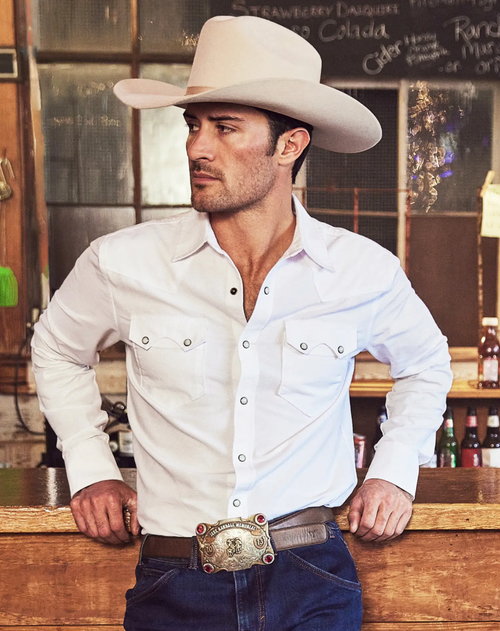 Men's Denim Pearl Snap Denim Western Longsleeve Shirt– Crossbow