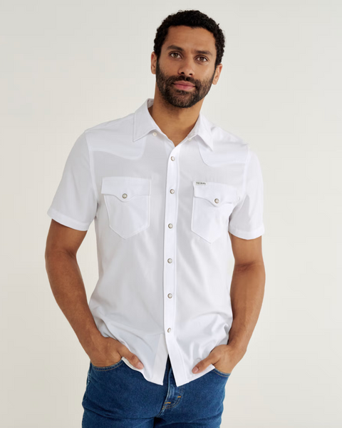 MEN'S SHORT SLEEVE PERFORMANCE WESTERN PEARL SNAP - White