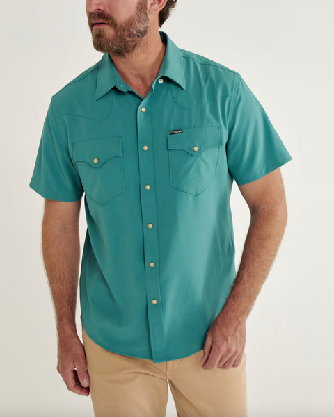 MEN'S SHORT SLEEVE PERFORMANCE WESTERN PEARL SNAP - Deep Jungle