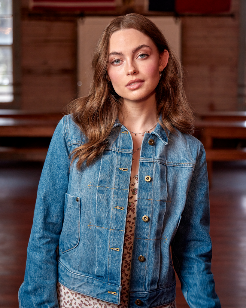 TECOVAS WOMENS DENIM BUTTON DOWN TRUCKER WESTERN JEAN JACKET