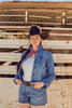 TECOVAS WOMENS DENIM BUTTON DOWN TRUCKER WESTERN VINTAGE INSPIRED JEANJACKET