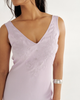 TECOVAS WOMENS EMBROIDERED V NECK SLIP DRESS