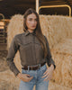 WOMENS COLT LINEN COTTON WESTERN LONG SLEEVE COWGIRL SHIRT