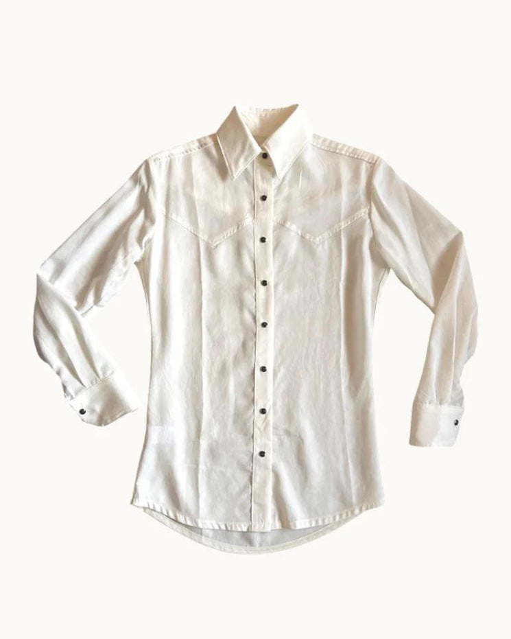 WOMENS COLT WHITE LINEN WESTERN BUTTON DOWN SHIRT