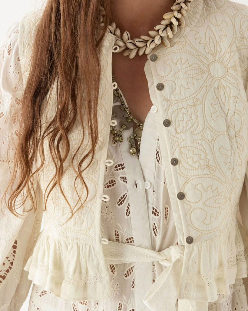 WOMENS IVORY WHITE LONG SLEEVE BUTTON DOWN VEST 