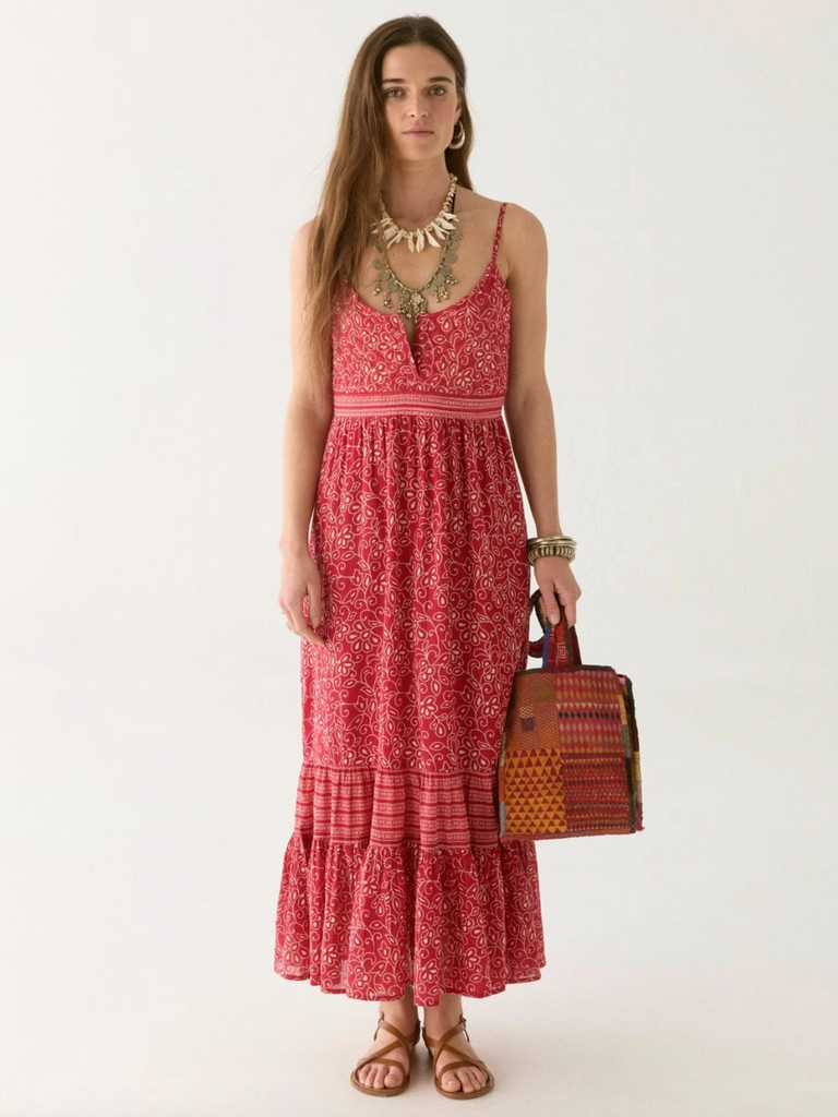 WOMENS LIGHT COTTON LONG DRESS WITH STRAPS | JERANIO-GADEA 