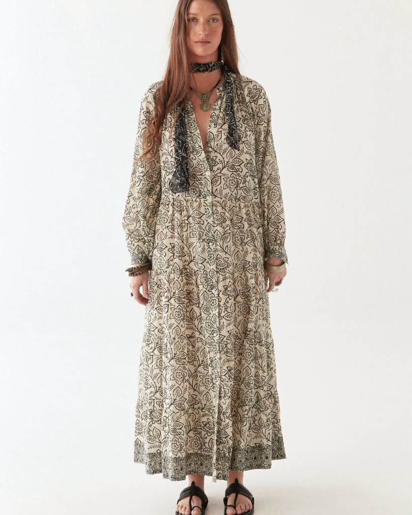 WOMENS LONG COTTON SLEEVED DRESS | JASMINE-ANTONIA DRESS