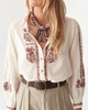 WOMENS LONG SLEEVED LIGHT COTTON EMBROIDERED BLOUSE | PRAIRIE-LINDA 