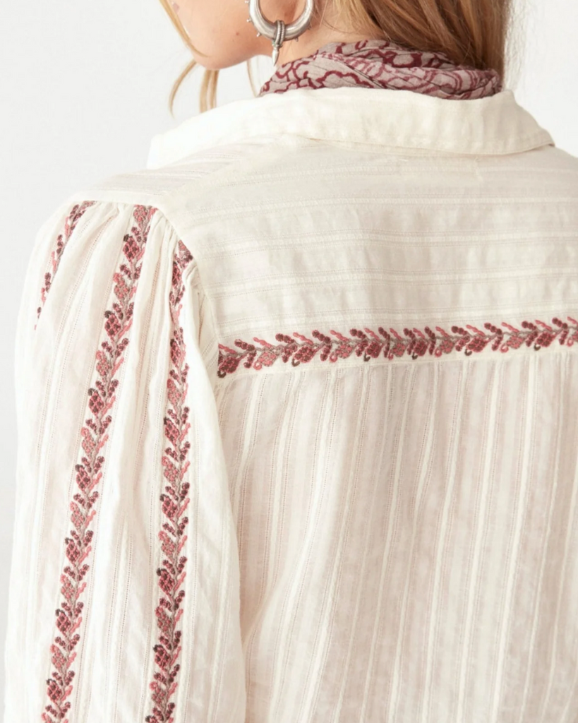WOMENS LONG SLEEVED LIGHT COTTON EMBROIDERED BLOUSE SHIRT