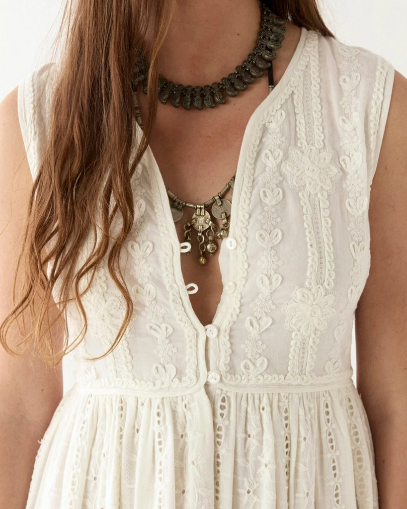 WOMENS LONG WHITE COTTON DRESS  