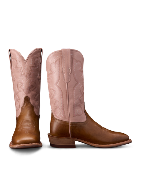 WOMENS PINK LEATHER COWGIRL BOOTS THE MAGGIE TECOVAS