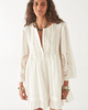 WOMENS SHORT WHITE DRESS WITH SLEEVES | NORMANDIE-CLEMENTINE