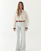WOMENS WHITE BUTTON DOWN LONG SLEEVED COTTON BLOUSE WITH RUFFLES
