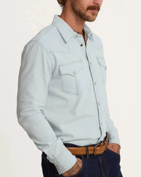 Men's Denim Pearl Snap Denim Western Longsleeve Shirt