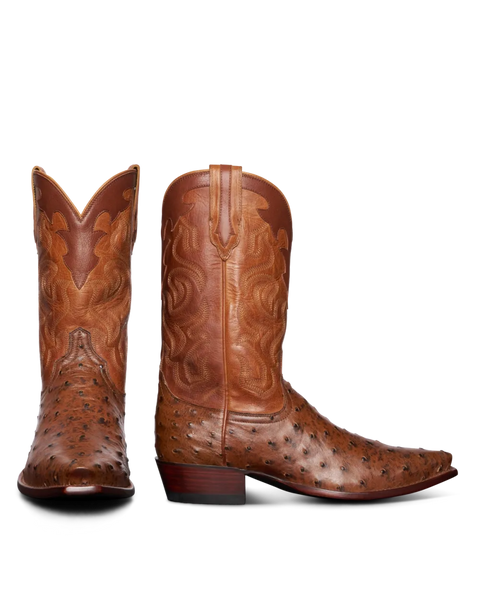 The Garrett Men's Tecovas Goat Leather & Ostrich Cowboy Dress Boots 