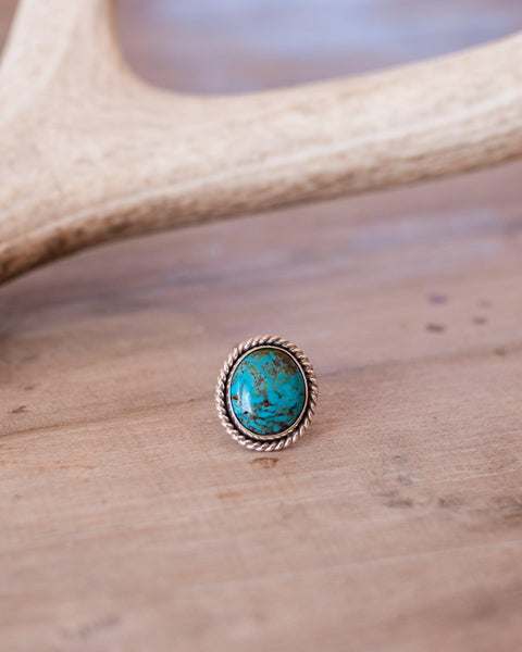 Jill Rikkers Large Rope Bezel Turquoise Ring - Crossbow