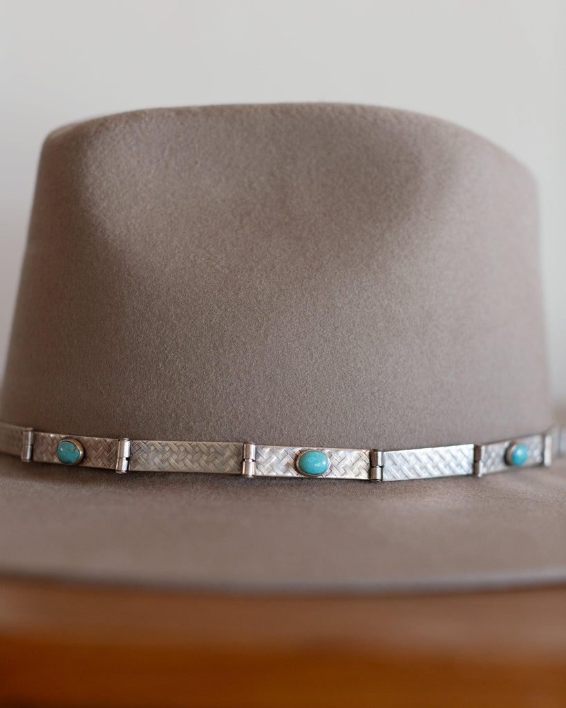 Jill Rikkers Silver and Turquoise Basketweave Hat Band - Crossbow