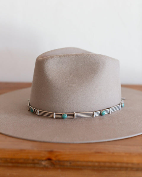 Jill Rikkers Silver and Turquoise Four Bar Hat Band - Crossbow