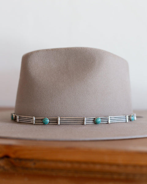 Jill Rikkers Silver and Turquoise Four Bar Hat Band - Crossbow