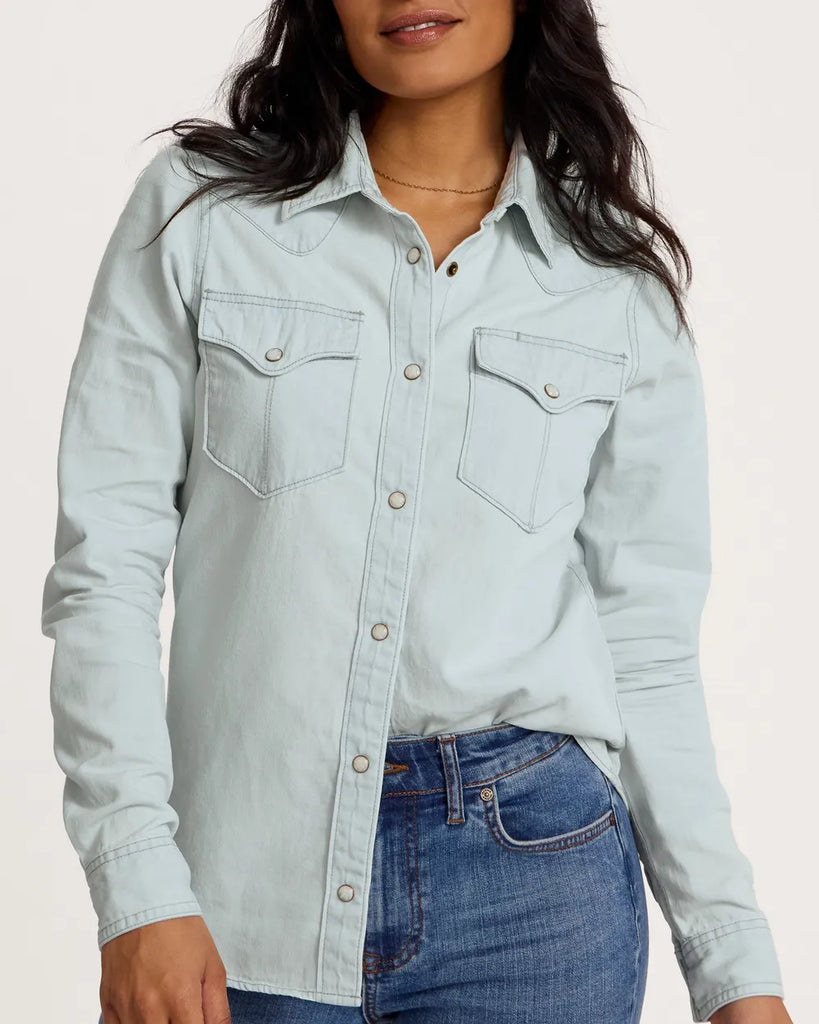 Women's Denim Pearl Snap Western Longsleeve Shirt 