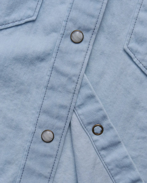 Denim Pearl Snap Cutoff