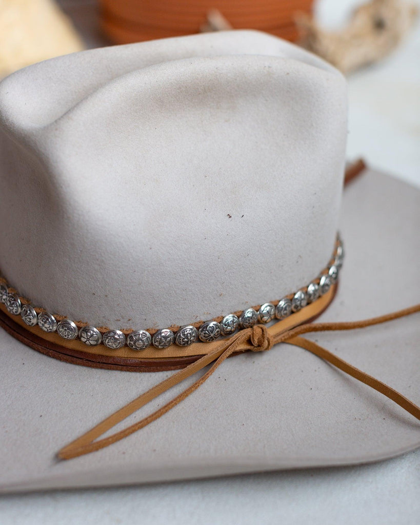 Sterling Silver Circle Concho Hat Band - Crossbow