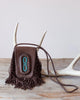 Turquoise Crossbody Fringe Dark Brown Leather Bag - Crossbow