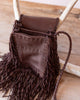 Turquoise Crossbody Fringe Dark Brown Leather Bag - Crossbow