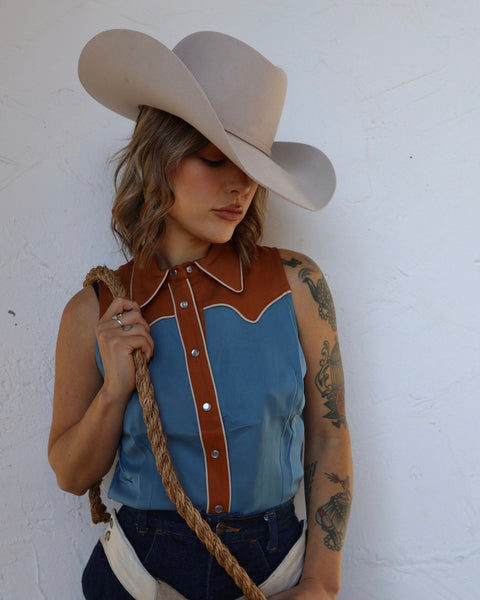 ATLANTA SHIRT - Blue and Caramel