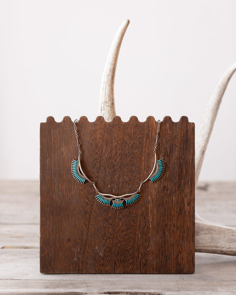 Zuni Needlepoint Turquoise Necklace - Crossbow